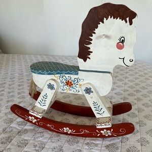 Gorgeous Vintage Hand Painted Rocking Horse For Dolly